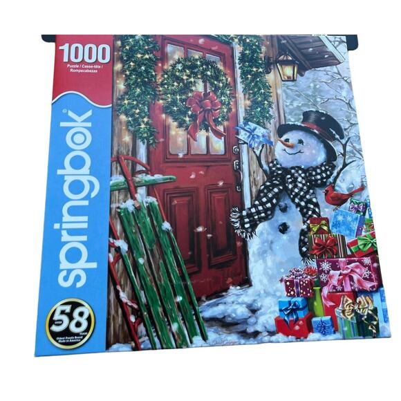 Springbok 1000pc Jigsaw Puzzle Delivering Gifts Snowman Christmas - Picture 1 of 8